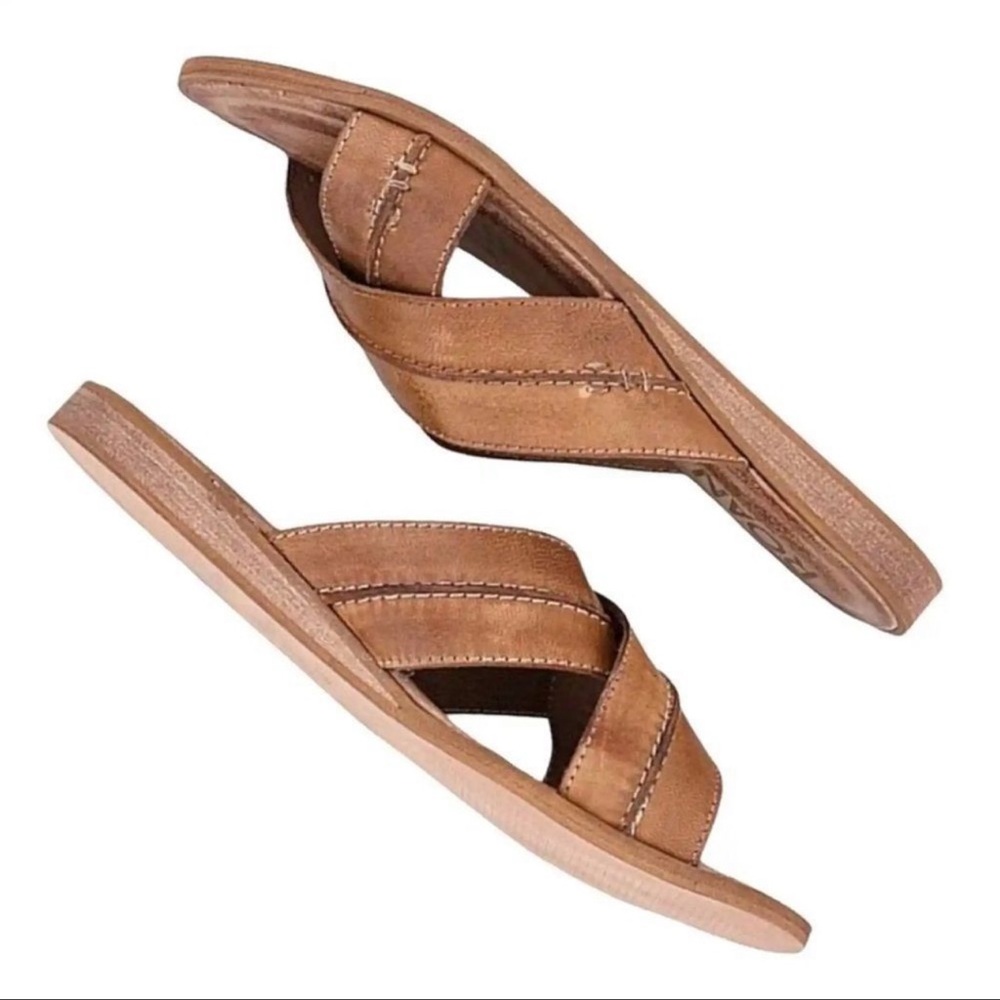 Bed Stu Women's Tan Leather Slide Sandals